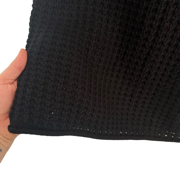 POL Chunky Open Knit Skirt Black Knee Length Pull On Boho Cottage Size Medium - Picture 3 of 6